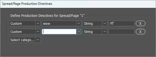 Spread/Page Production Directives dialog
