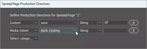 Production Directives with Media Intent category and Back Coating attribute