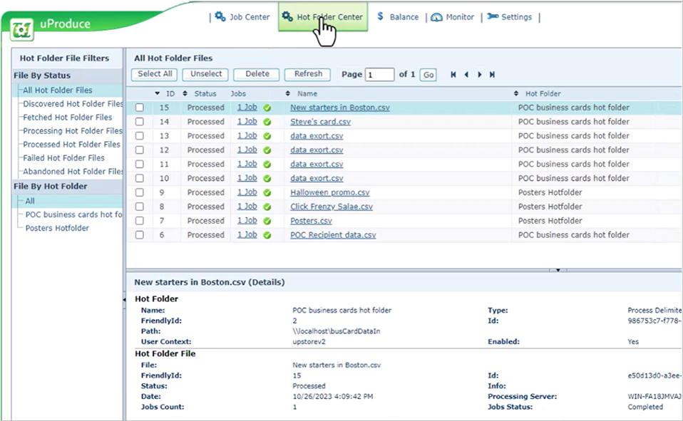 Configuring Hot Folders